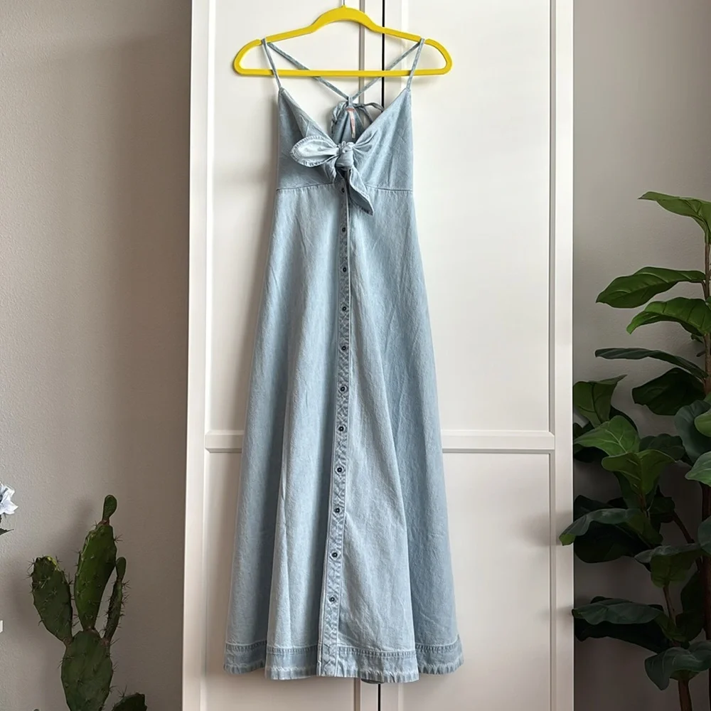 NWT Free People Via Denim Midi Dress, XS - Picture 4 of 7